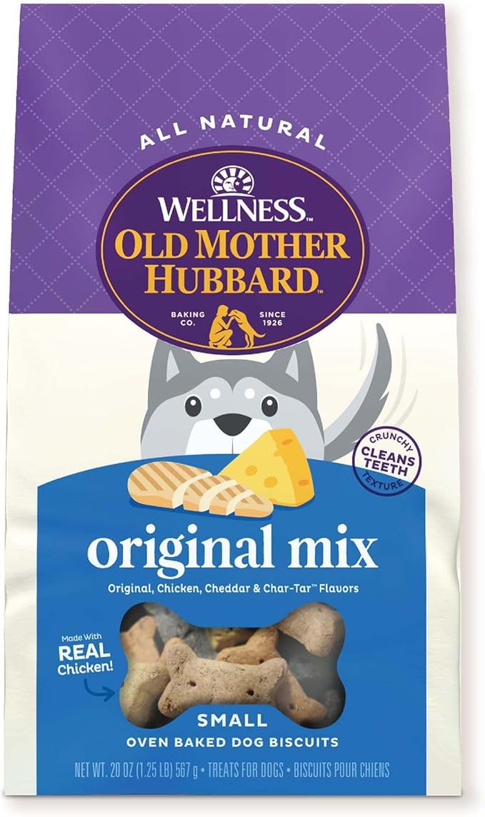 Old Mother Hubbard by Wellness Classic Original Mix Natural Dog Treats, Crunchy Oven-Baked Biscuits, Ideal for Training, Small Size, 20 ounce bag - PAWPICO
