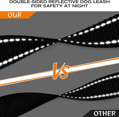Joytale Dog Leash Heavy Duty for Large Dogs That Pull, Double Handle for Traffic Control, Double-Sided Reflective Leashes for Large Medium Dogs Night Safety, 5FT, Black Joytale