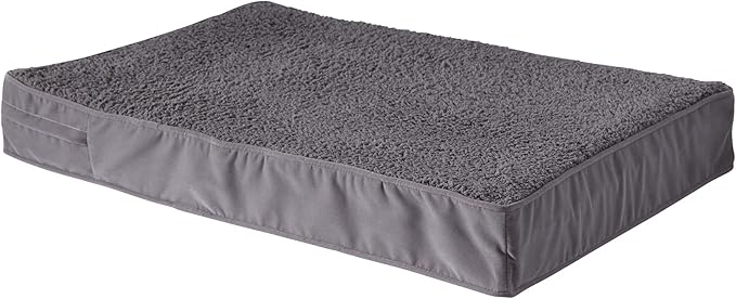 Happy Hounds Oscar Rectangle Orthopedic Foam Sherpa Dog Bed, Small (36 x 24 in.), Pewter - PAWPICO