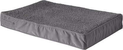 Happy Hounds Oscar Rectangle Orthopedic Foam Sherpa Dog Bed, Small (36 x 24 in.), Pewter - PAWPICO
