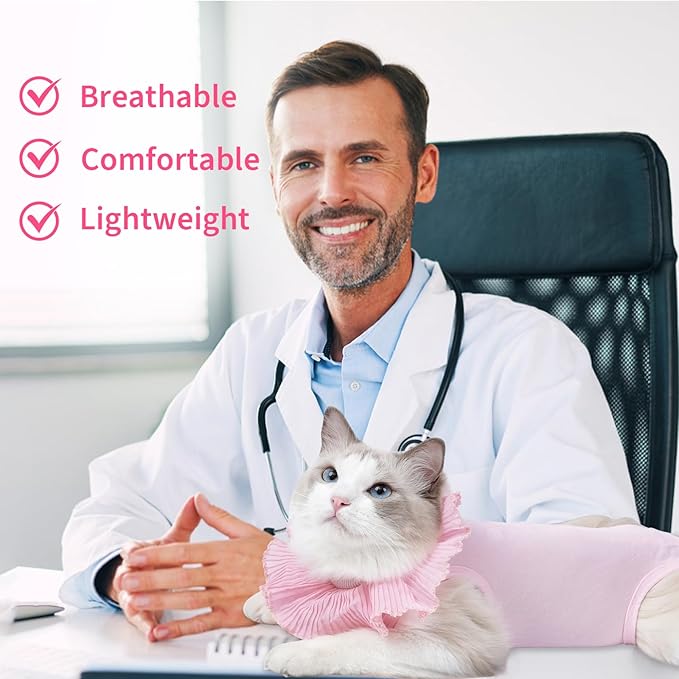 Cat Recovery Suit Cat Onesie for Cats After Surgery Female, Breathable Cat Surgery Recovery Suit for Abdominal Wounds Post-Surgery, Cat Surgical Spay Recovery Shirt for Cats Kitten Pink Small Coppthinktu