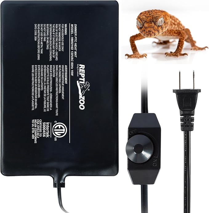 REPTI ZOO 8" X 12" Reptile Heat Pad Fast Heating Pad with Adjust Knob 16W Reptile Heat Mat for Turtles/Hermit Crabs/Bearded Dragons/Leopard Geckos/Snakes/Lizards, and Seed Germination REPTIZOO