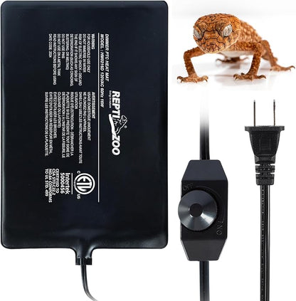 REPTI ZOO 8" X 12" Reptile Heat Pad Fast Heating Pad with Adjust Knob 16W Reptile Heat Mat for Turtles/Hermit Crabs/Bearded Dragons/Leopard Geckos/Snakes/Lizards, and Seed Germination REPTIZOO