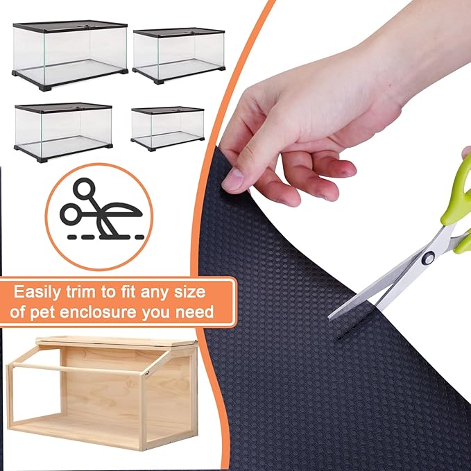 LEOLIO 17.7 x 80 Inch Bearded Dragon Tank Accessories, Non-Adhesive Reptile Carpet Liner for Leopard Gecko, Snake, Lizard, and Tortoise, Terrarium Mat Bedding for Tank Flooring (Black) LEOLIO