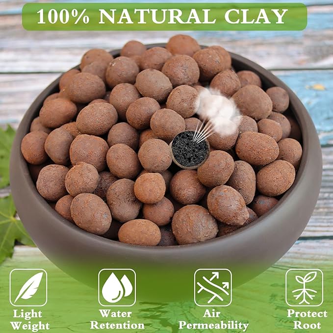 Halatool 10 LB Leca Clay Pebbles for Plants 4mm-16mm Clay Balls 100% Natural Hydroton Leca Balls for Indoor Plants Hydroponic Growing Gardening Orchids Drainage Decoration Aquaponics HALATOOL
