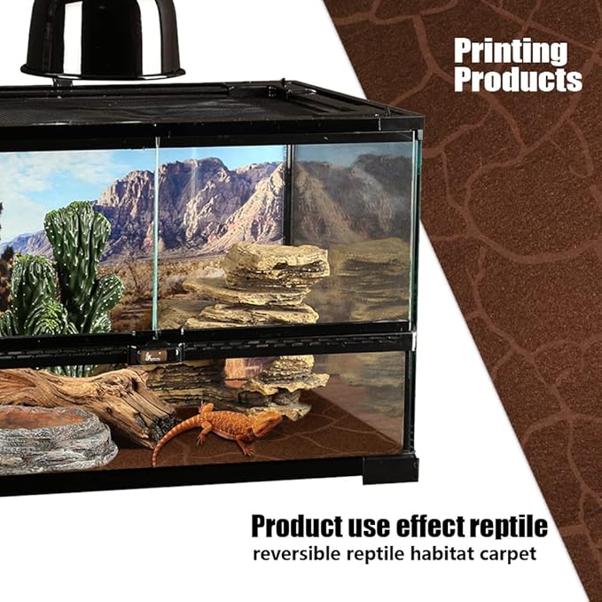 2 Pack Reptile Carpet Desert Reptile Mat & Reversible Substrate, Terrarium Liner Bedding, for Lizard,Chameleon,Gecko,Snake,Ceratophrys with Tweezers Feeding Tong (20 Gallon(30x12in)) REP+BUDDY