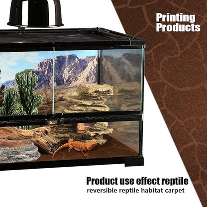 2 Pack Reptile Carpet Desert Reptile Mat & Reversible Substrate, Terrarium Liner Bedding, for Lizard,Chameleon,Gecko,Snake,Ceratophrys with Tweezers Feeding Tong (20 Gallon(30x12in)) REP+BUDDY