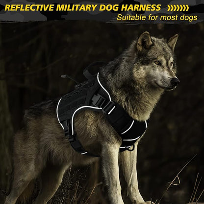 WINGOIN Tactical Dog Harness for Extra Large Dogs, Heavy Duty No Pull Dog Harness with Handle, Adjustable Reflective Military K9 German Shepherd Big Dog Vest for Training, Walking, Black (XXL) - PAWPICO