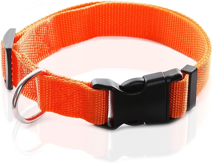 Adjustable Nylon Dog Collar, pet Collar 1 Inch 3/4 Inch 5/8 Inch Wide, for Large Medium Small Dogs (M(3/4" x 14-21"), Orange) TAIDA