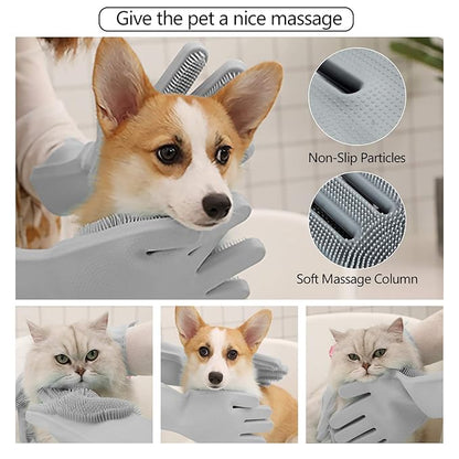 Pet Grooming Gloves - Gentle Dog Bathing Shampoo Brush - Massage Mitt with Enhanced Five Finger Design - Efficient Deshedding Glove for Dogs, Cats, Rabbits and Horses - 1 Pack COMMEMALintRollers