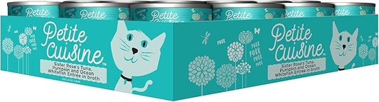 Petite Cuisine Grain Free Wet Cat Food, Sister Rose's Tuna, Pumpkin & Ocean Whitefish, 24 cans 2.8 oz - PAWPICO