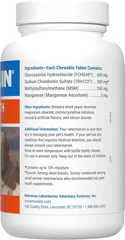 Nutramax Laboratories Cosequin Maximum Strength Joint Health Supplement for Dogs - With Glucosamine, Chondroitin, and MSM, 60 Chewable Tablets NutramaxLaboratories