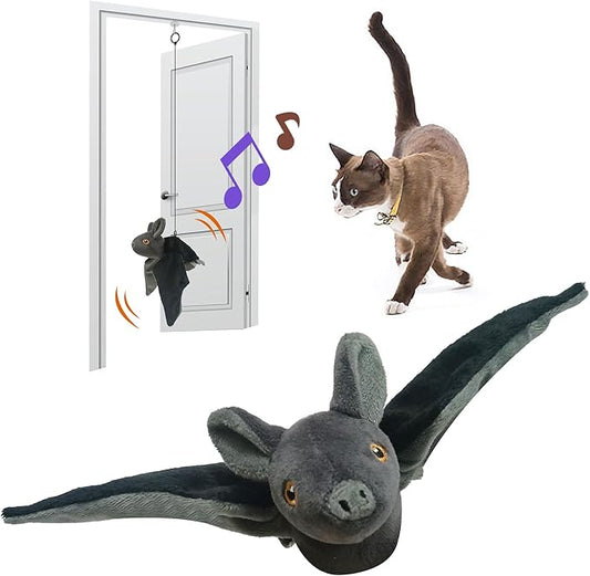 Cat Toys Intelligent Flapping Bat, Hanging Interactive Cat Toys for Indoor Cats Chase Exercise, Suitable for Cat Teaser Stick, Vivid Chirping, 3 Modes, Rechargeable - PAWPICO