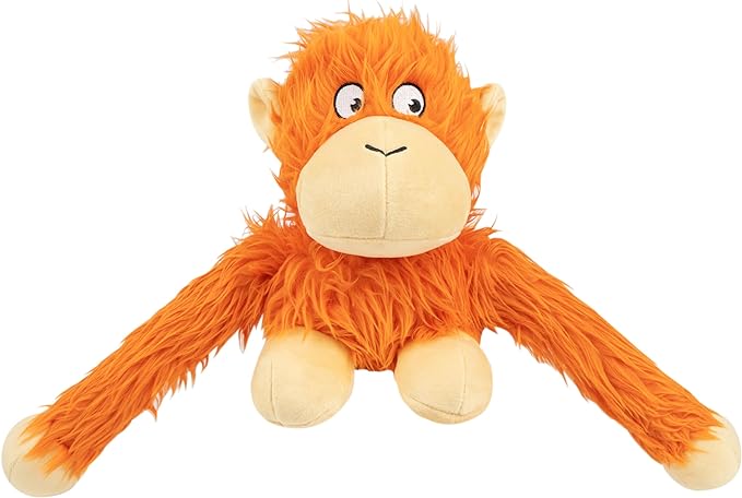 Best Pet Supplies O-Hug-Atan Interactive Squeaky Plush Toy for Small and Medium Breed Puppies or Dogs - O-Hug-Atan (Orange) - PAWPICO