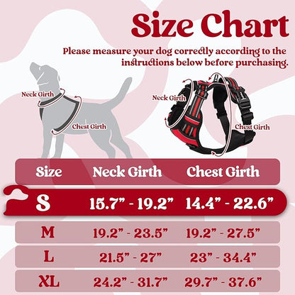 rabbitgoo Dog Harness Small Sized, No Pull Pet Harness with 3 Buckles, Adjustable Soft Padded Pooch Vest with Instant Control Handle, Easy Walking Reflective Pet Vest for Small Dogs, Red, S rabbitgoo