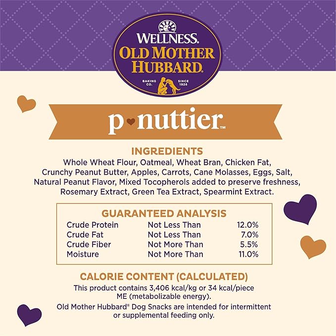 Wellness Old Mother Hubbard Classic P-Nuttier Natural Dog Treats, Crunchy Oven-Baked Biscuits, Ideal for Training, Small Size, 20 ounce bag - PAWPICO