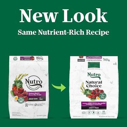 NUTRO NATURAL CHOICE Adult Dry Dog Food, Venison Meal & Brown Rice Recipe Dog Kibble, 30 lb. Bag - PAWPICO