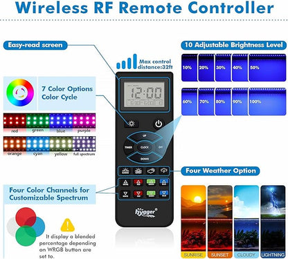 hygger Advanced Remote Control Aquarium Light Customizable Full Spectrum Fish Tank LED with DIY, Default & Weather Mode Freshwater Planted Tank hygger