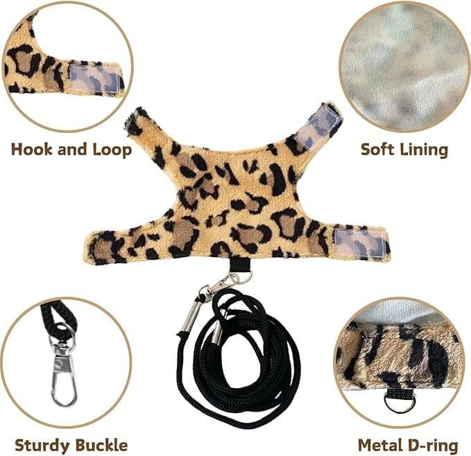 Bearded Dragon Harness and Leash Set - Adjustable Lizard Traction Rope Escape Proof Outdoor Walking Training Leash Reptile Halloween Costume Accessories for Bearded Dragon Lizard Small Pets (Brown) SEZDEKI