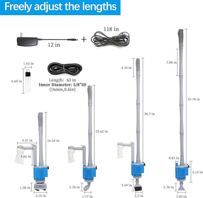 boxtech Upgraded Electric Aquarium Cleaner, 12V DC/28W Auto Fish Tank Gravel Cleaning kit 6 in 1 Change Water and Wash Sand Filter for Aquarium 10-200 Gallon Boxtech