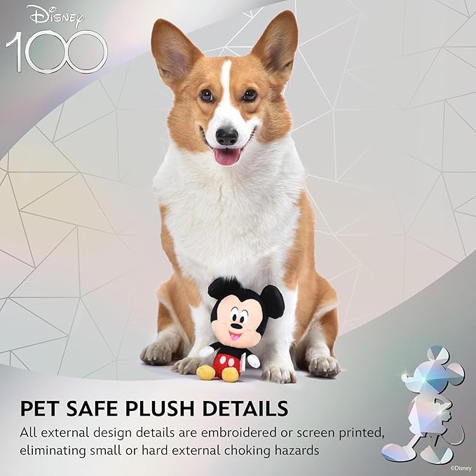 Mickey Mouse Plush Squeaky Dog Toy 6in | Disney Dog Toys | Plush Squeaker Toy for Dogs Inspired by Mickey Mouse, Disney Mickey and Friends - PAWPICO