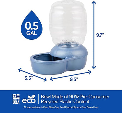 Petmate Replendish Gravity Waterer Cat and Dog Water Dispenser 0.5 GAL, Blue, Made in USA - PAWPICO
