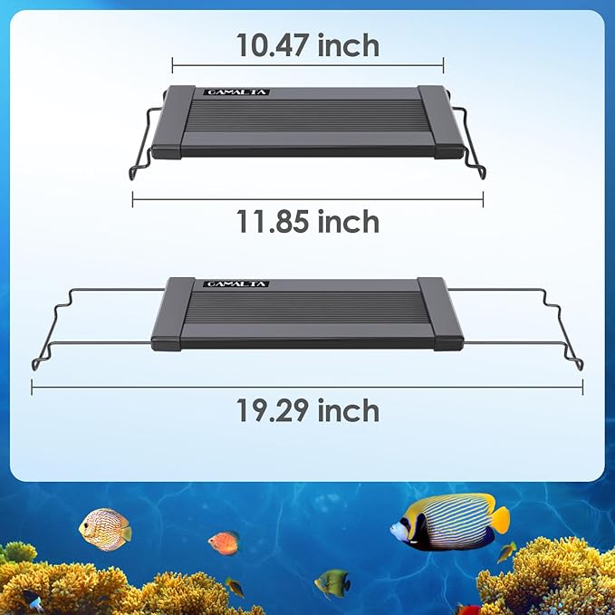 Aquarium Light,14W 24/7 Natural Mode,9 Light Modes(Water Grass Mode & 7 Colors & Cycle),Adjustable Timer and 7 Color Brightness - with Expandable Mounting Bracket for 12~18IN Fish Tank GAMALTA