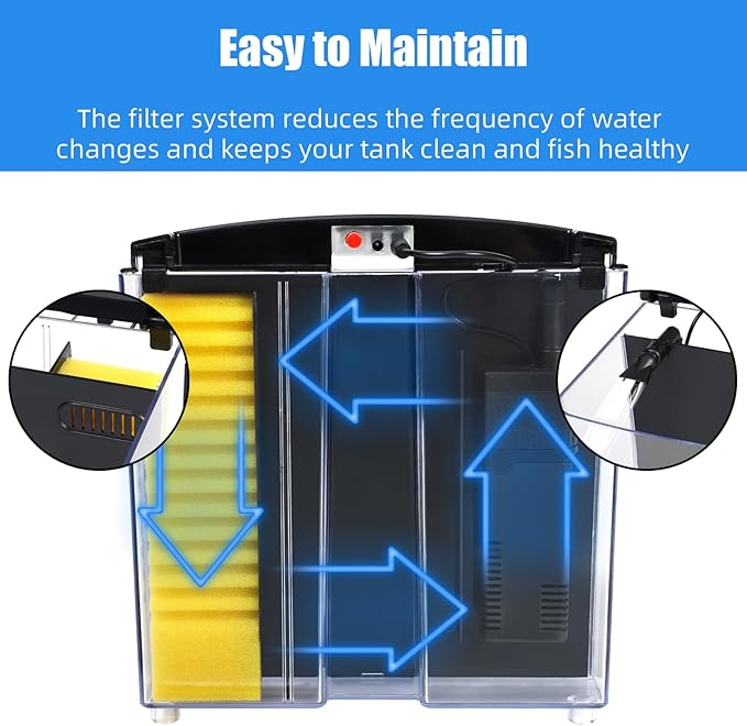 AQUANEAT Fish Tank, 1.2 Gallon Aquarium, Small Betta Fish Tank Starter Kit with LED Light and Water Filter Pump, Rectangular Aquaneat