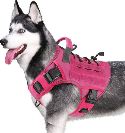 WINGOIN Pink Tactical Dog Harness Vest for Small Dogs No Pull Adjustable Reflective K9 Military Dog Service Dog Harnesses with Handle for French Bulldog, Beagle Pug, Corgi(S) WINGOIN