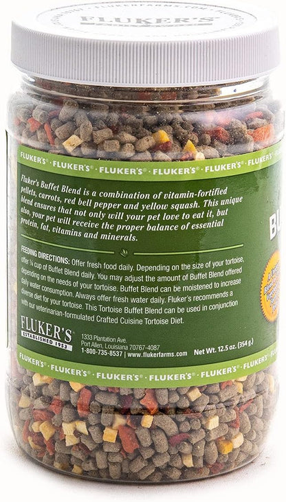 Fluker's Buffet Blend Tortoise Diet, Veggies with Fortified Pellets, 12.5 oz Flukers