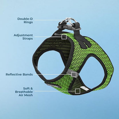 Voyager Step-in Air Dog Harness - All Weather Mesh, Reflective, No Pull Harness for Small, Medium Dogs, Cats - Secure with Hook & Loop Fastener, Buckle, Double D-Rings - Lime Green 2-Tone, XS BestPetSuppliesLLC