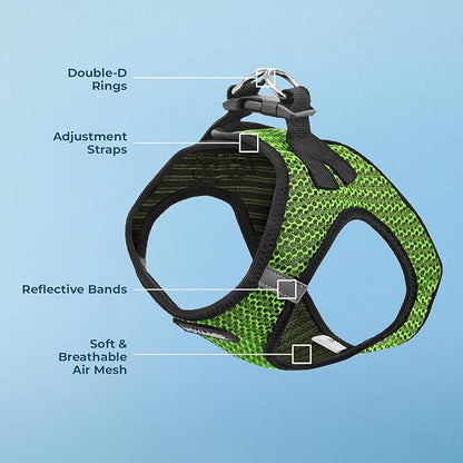 Voyager Step-in Air Dog Harness - All Weather Mesh, Reflective, No Pull Harness for Small, Medium Dogs, Cats - Secure with Hook & Loop Fastener, Buckle, Double D-Rings - Lime Green 2-Tone, S BestPetSuppliesLLC