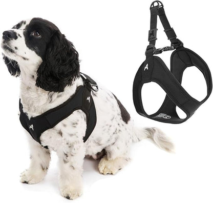 Gooby Escape Free Easy Fit Harness - Black, Small - No Pull Step-in Patented Small Dog Harness with Quick Release Buckle - Perfect On The Go No Pull Harness for Small Dogs or Medium Dog Harness Gooby