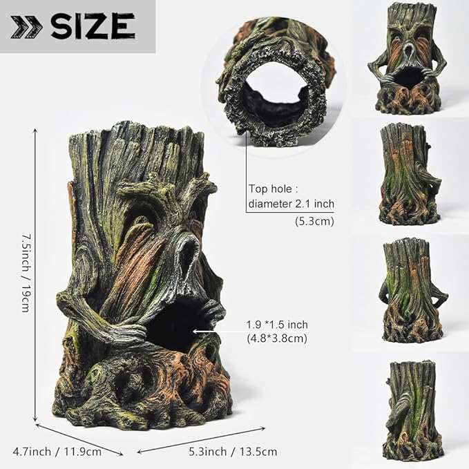 Fish Tank Decorations-Hollow Tree Trunk Aquarium Decorations Disney Aquarium Decorations for Betta Hideout Caves Large Aquarium Décor Thematic Ornaments PTFJZ