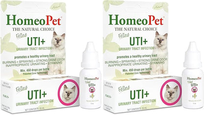 HomeoPet Feline UTI Plus, Safe and Natural Urinary Tract Medicine for Cats, Feline Urinary Tract Support, 15 Milliliters - Pack of 2 HomeoPet