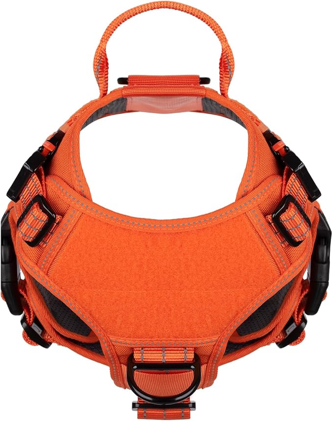 ICEFANG Tactical Dog Harness,Medium Size, 2X Metal Buckle,Working Dog MOLLE Vest with Handle,No Pulling Front Leash Clip,Hook and Loop Panel - PAWPICO