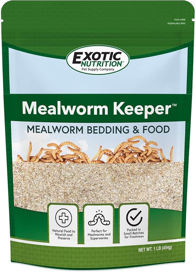 Exotic Nutrition Mealworm Keeper - Healthy Bedding & Feed for Breeding Live Feeder Mealworms… (1 lb) ExoticNutrition