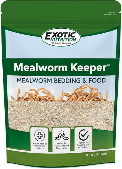 Exotic Nutrition Mealworm Keeper - Healthy Bedding & Feed for Breeding Live Feeder Mealworms… (1 lb) ExoticNutrition