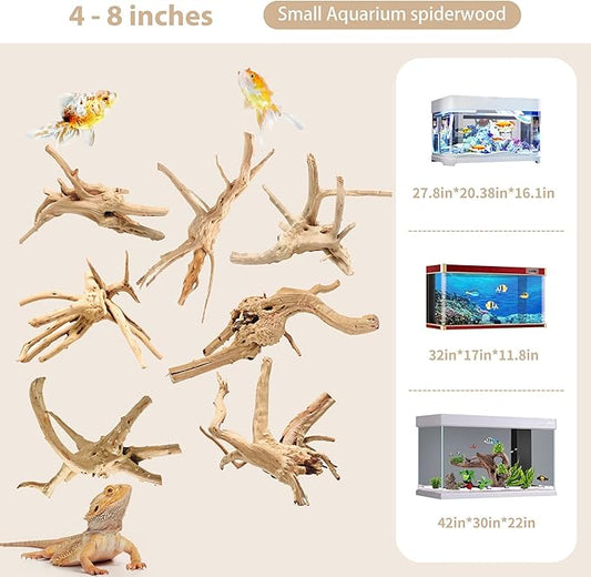WDEFUN Natural Spiderwood for Aquarium Decor 7-Piece 4''-8'' Long Natural Driftwood Branches for Fish Tank Decorations WDEFUN