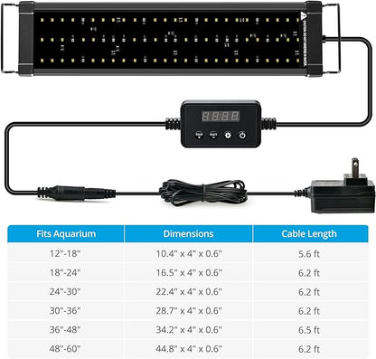 NICREW ClassicLED Plus LED Aquarium Light with Timer, 21 Watts, for 30 to 36 Inch Fish Tank Light, Daylight and Moonlight Cycle, Brightness Adjustable NICREW