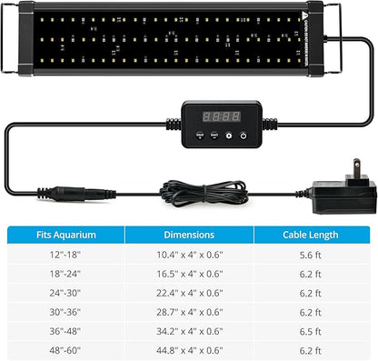NICREW ClassicLED Plus LED Aquarium Light with Timer, 32 Watts, for 48 to 54 Inch Fish Tank Light, Daylight and Moonlight Cycle, Brightness Adjustable NICREW
