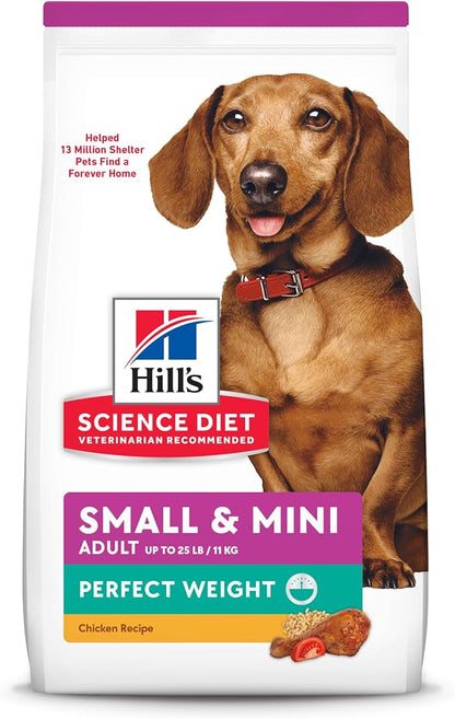 Hill's Science Diet Perfect Weight, Adult 1-6, Small & Mini Breeds Weight Management Support, Dry Dog Food, Chicken Recipe, 4 lb Bag - PAWPICO