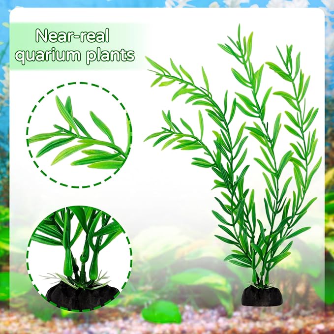 Fish Tank Accessories Aquarium Decorations Green Plants, 25pcs Green Fish Tank Decorations Plant, Fish Tank Decor, Aquarium Decor Plastic Plants QUOZUO