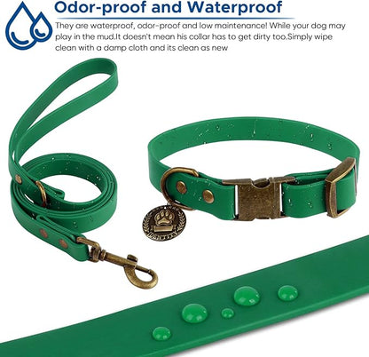 Wisedog Dog Collar and Leash Set Combo: Adjustable Pet Collars with Dog Leashes for Small Medium Large Dogs,Includes 1 Bonus of Poop Bag Holder (XL(Collar:16"- 25.5";Leash:6 ft), Deep Green) WisedogPetSupplies