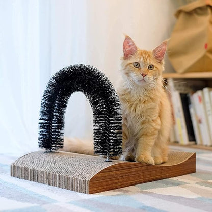 FUKUMARU Cat Self Groomer, 2.0 Version Cat Arch Face Scratcher with Scratcher Pad, Cats Back Grooming Massager Toy Brush for Indoor Kitten and Small Dog - PAWPICO