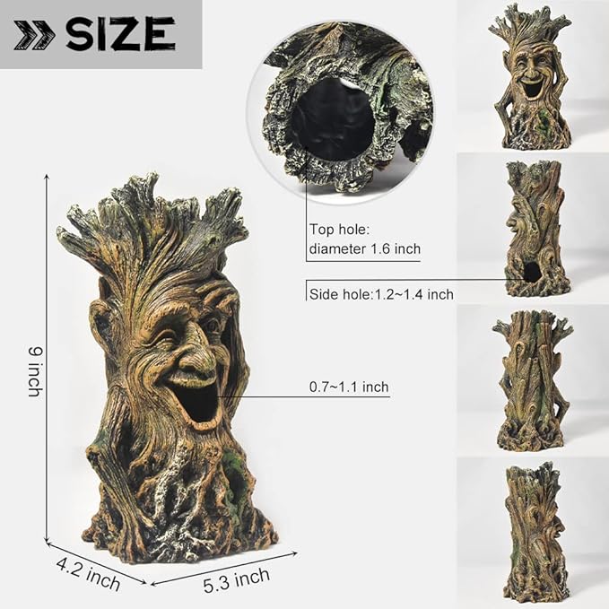 Fish Tank Accessories-Hollow Tree Trunk Aquarium Decorations Disney Aquarium Decorations for Betta Hideout Caves Large Aquarium Décor Thematic Ornaments PTFJZ