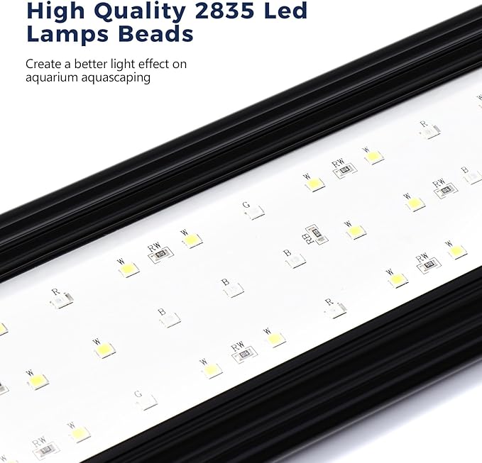 Tatub 23W LED Aquarium Light for 36"-42" Fish Tank, Full Spectrum Fish Tank Light with White Blue Red Green LEDs, 10 Levels of Brightness，Timer Auto On/Off Tatub