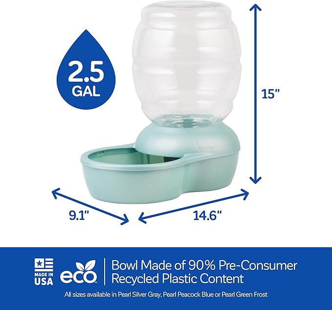 Petmate Replendish Automatic Gravity Waterer for Cats and Dogs, BPA-Free, No Batteries Required, Includes Charcoal Filter, 2.5 Gallons, Made in USA - PAWPICO