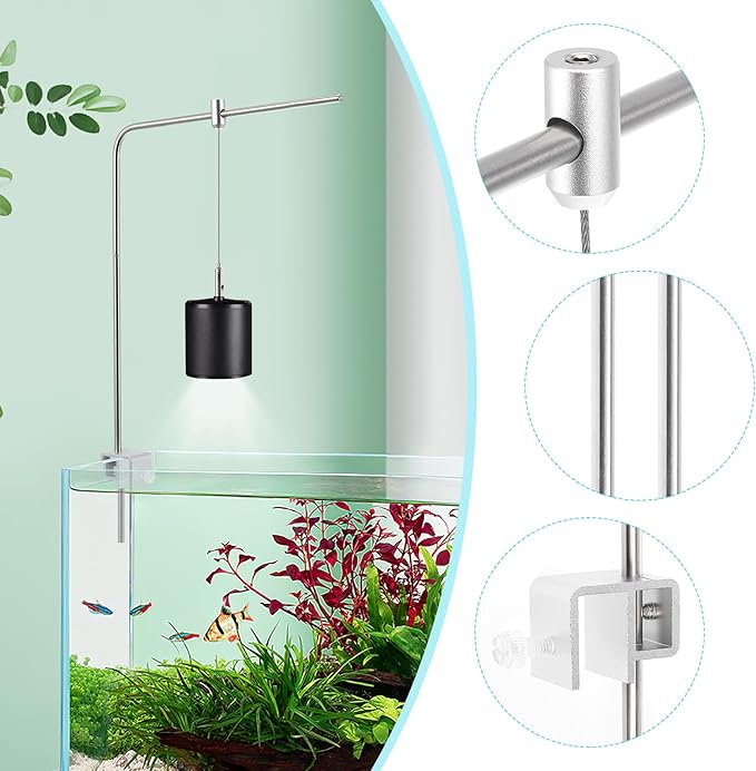 iplusmile Fish Tank Light Stand Kit, Aquarium Lighting Holder, Fish Tank Accessory, Adjustable Fish Tank Light Rack, for Aquatic High LED Light Lamp Light Hanging Bracket Rimless Tank iplusmile