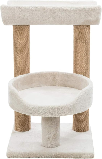 TRIXIE Isaba Scratching Post with Two Platforms, 2-Sisal Scratching Post, 24.5-inches Tall, Light Gray/Brown - PAWPICO